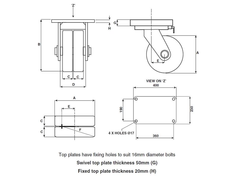 Steel Flat Tread Wheel HQZ Series (7300kg) Castors Wheels